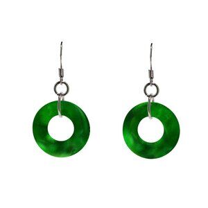 Recycled Vintage Emerald Beer Bottle Glass Hoop Earrings